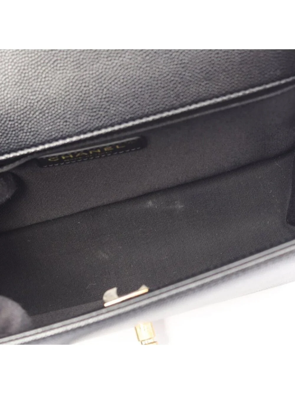 Chanel Shoulder Bag Boy Black Caviar Leather Chain
